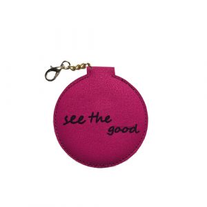 Small round mirror with leather cover
