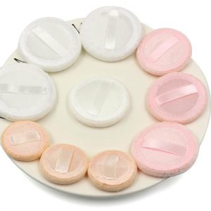 Round leather powder puff