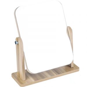Wooden table top square mirror