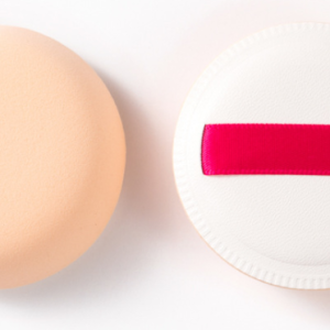 Round leather powder puff