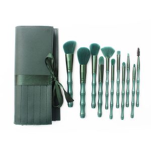 New style green makeup brush set bamboo shape